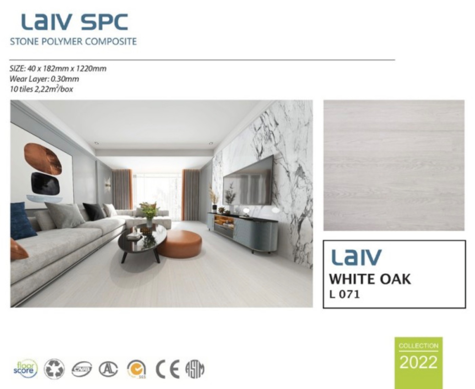 SPC LAIV STONE POLIMER COMPOSITE tebal 5mm 1 dus 2,22m2