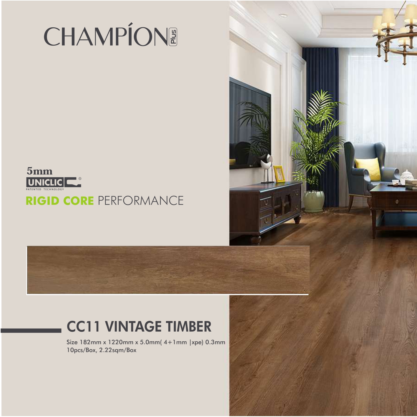 SPC Champion tebal 5mm 1 dus 2,22m2